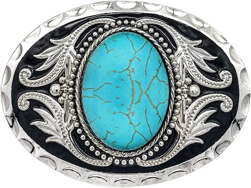 YOQUCOL Vintage American Western Cowboy Turquoise,Stone Belt Buckle for Men - Image 1